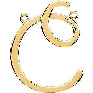 14k Yellow Gold Script Initial C Necklace Center