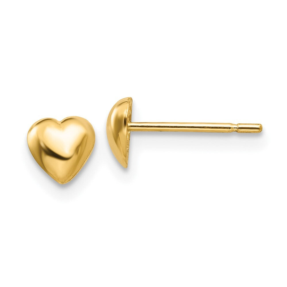 14k Yellow Gold Polished Heart Stud Earrings Gift for Women