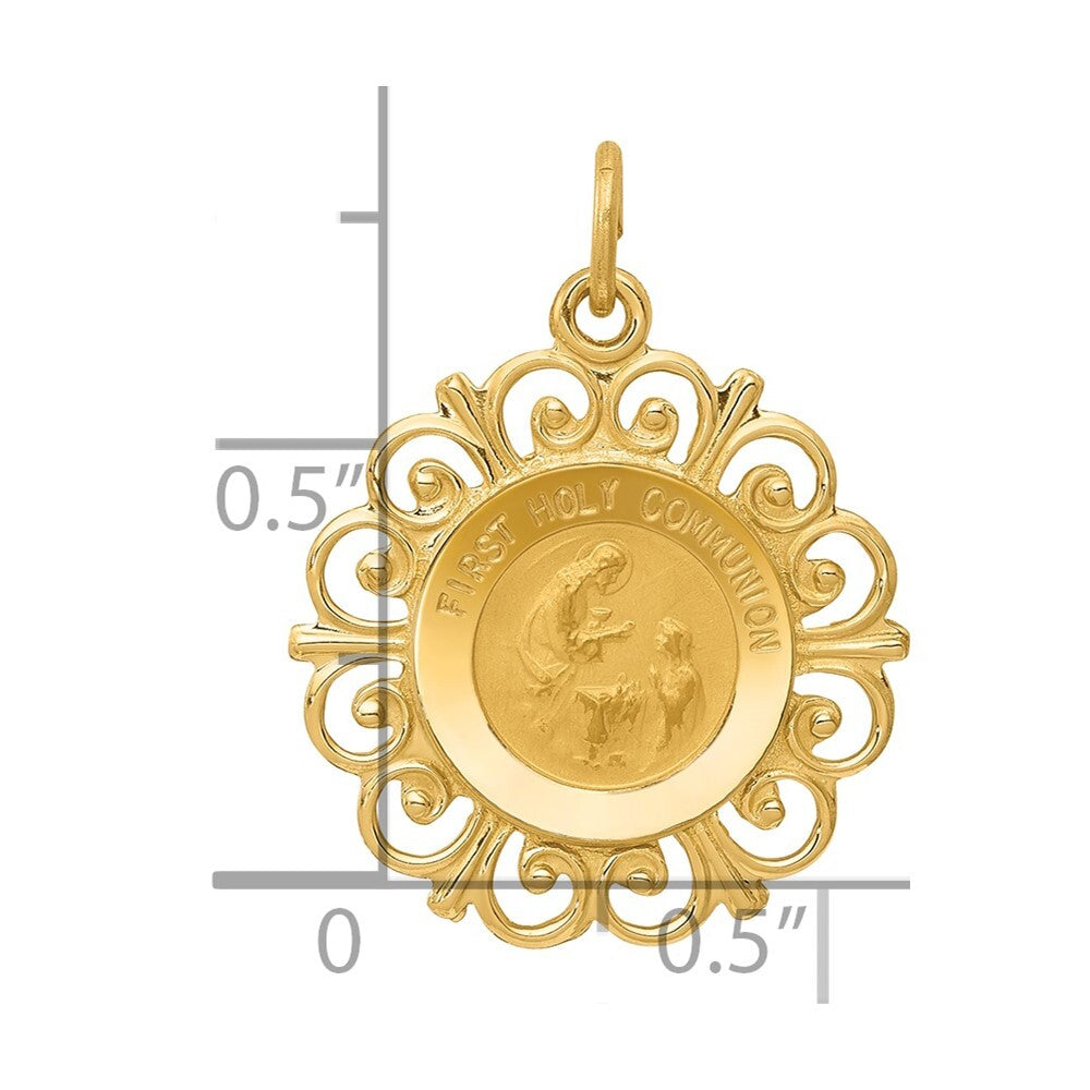 14k Yellow Gold First Holy Communion Charm Pendant for Women