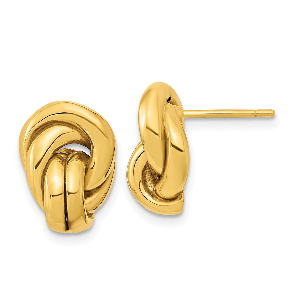 14k Yellow Gold Polished Love Knot Hollow Stud Earrings