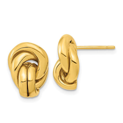 14k Yellow Gold Polished Love Knot Hollow Stud Earrings