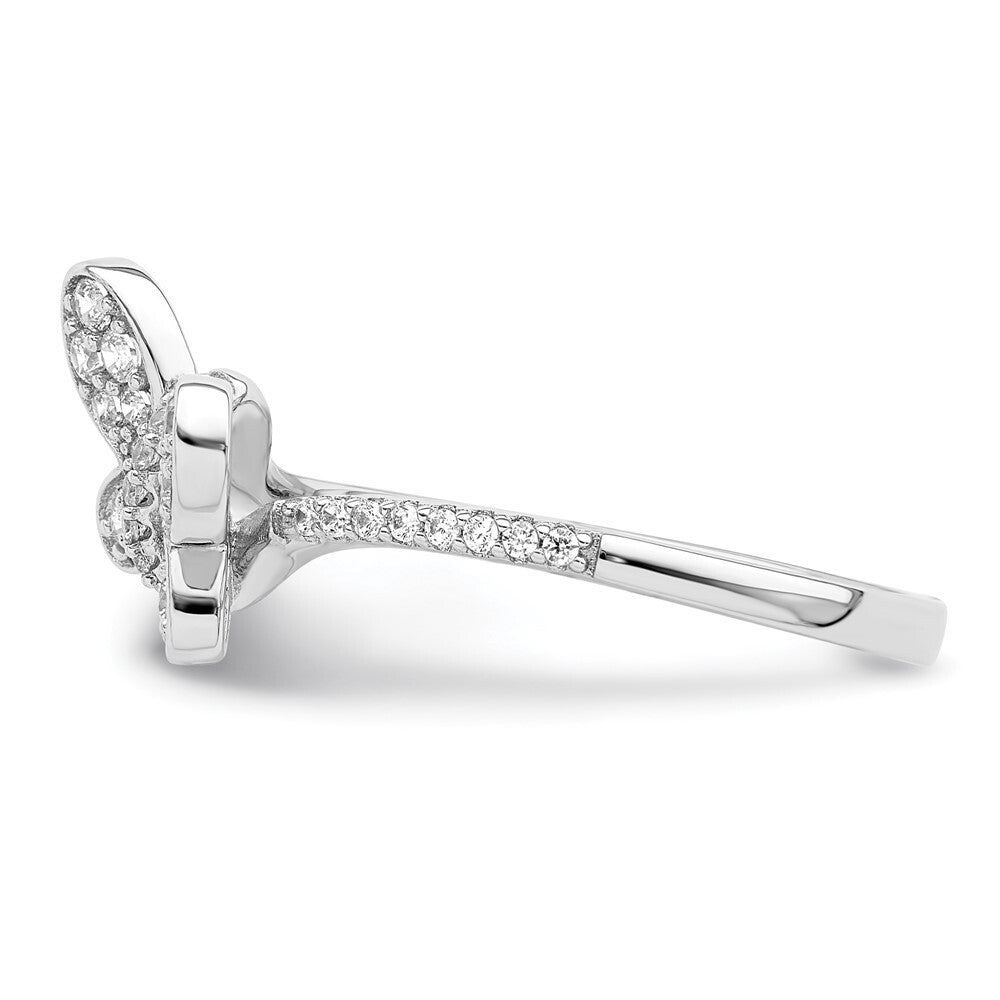 Sterling Silver Rhodium-plated CZ Butterfly Ring Size 7
