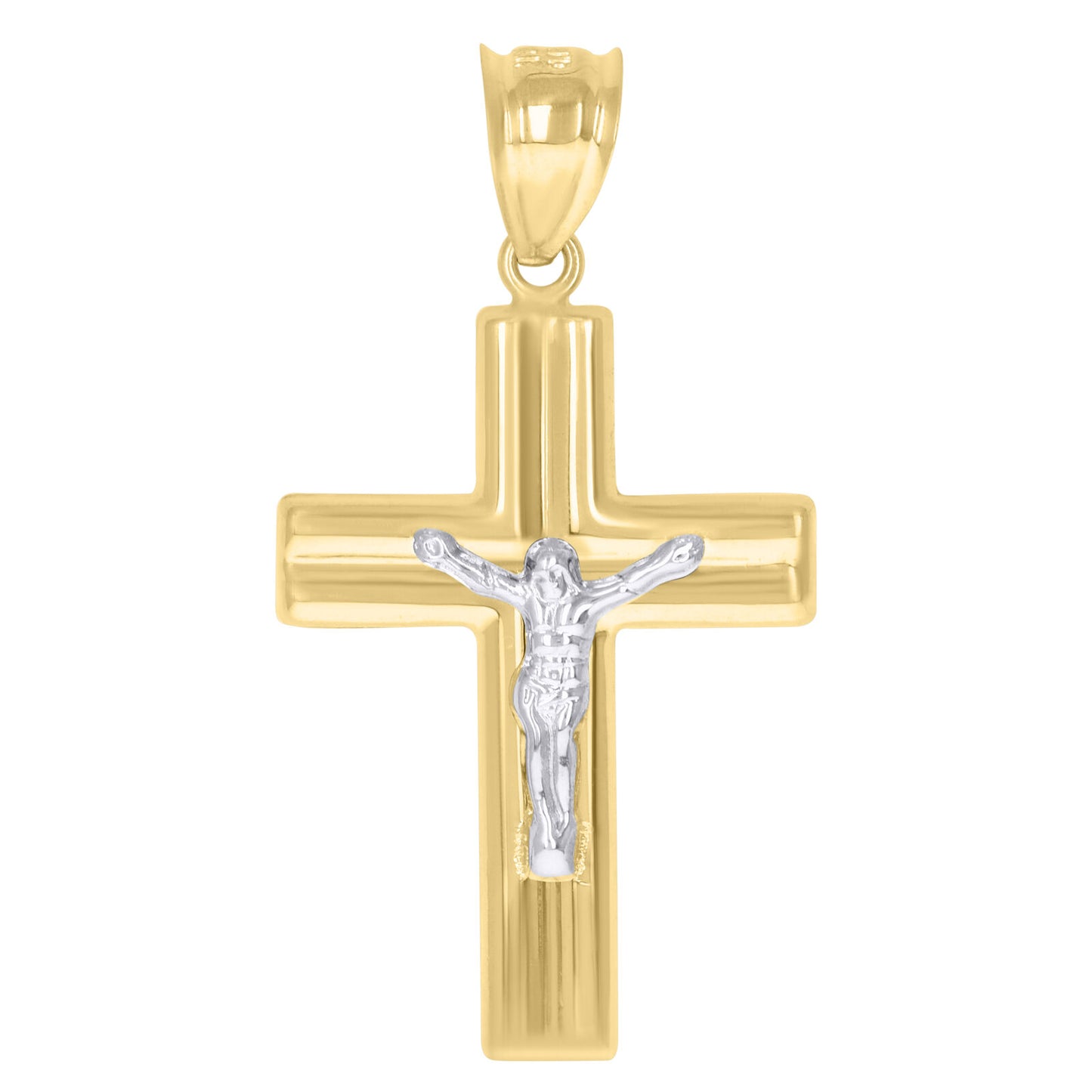 10kt Gold Two-Tone Cross Crucifix Religious Charm Pendant