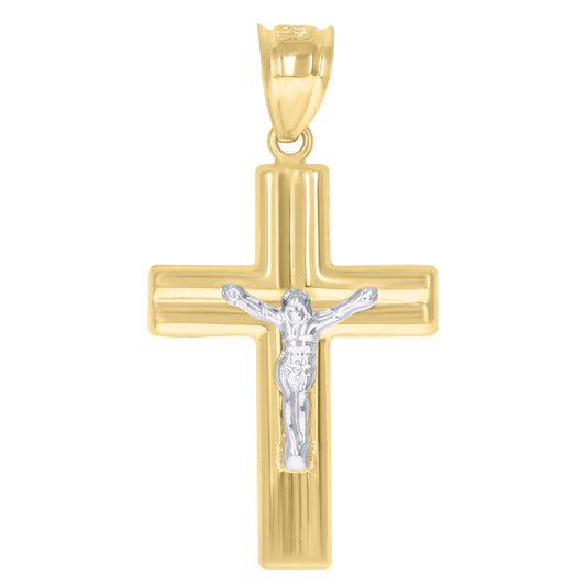 10kt Gold Two-Tone Cross Crucifix Religious Charm Pendant