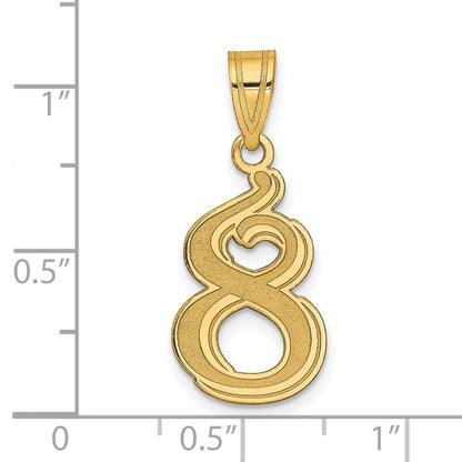 14k Yellow Gold Polished Etched Number 8 Pendant