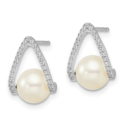 14k White Gold Polished FWC Pear Drop & Dangle Earrings