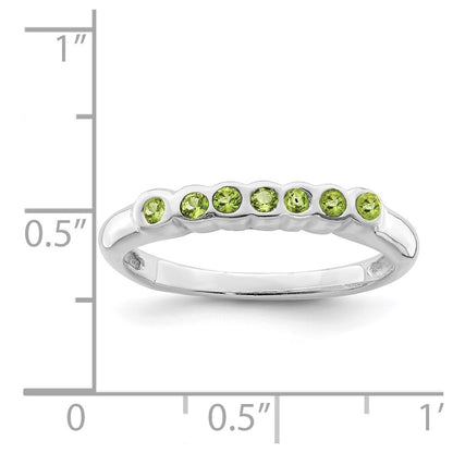 Sterling Silver Rhodium Peridot Ring Size 7
