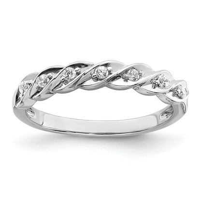 Sterling Silver RH Polished CZ Twisted Ring Size 8