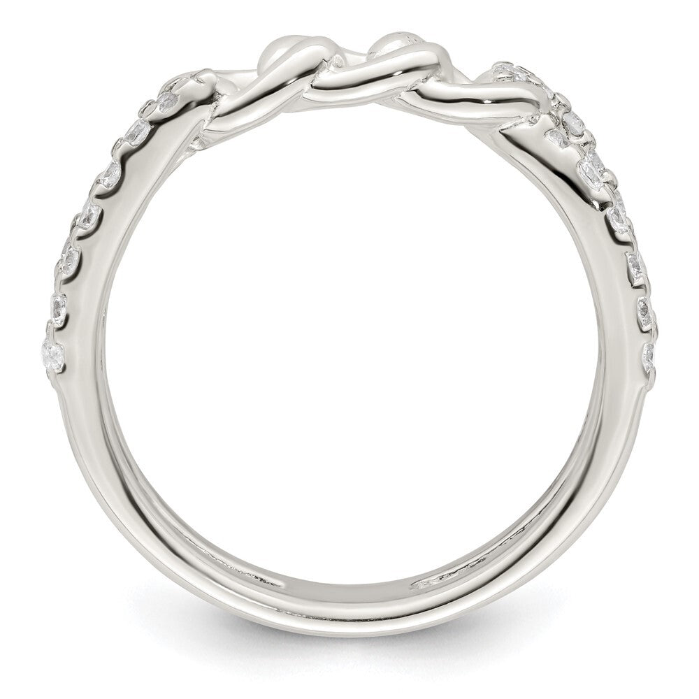 Sterling Silver Polished CZ Chain Detail Ring Size 6