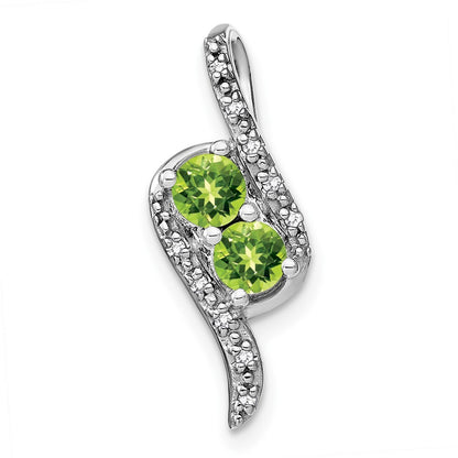 14k White Gold Peridot and Diamond Chain Slide Pendant for Women