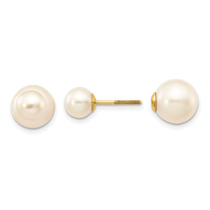 14k Yellow Gold 6-7mm and 9-10mm Freshwater Cultured Pearl Stud Earrings