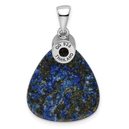 Sterling Silver Rhodium-plated w/Cubic Zirconia and Lapis Lazuli Pendant