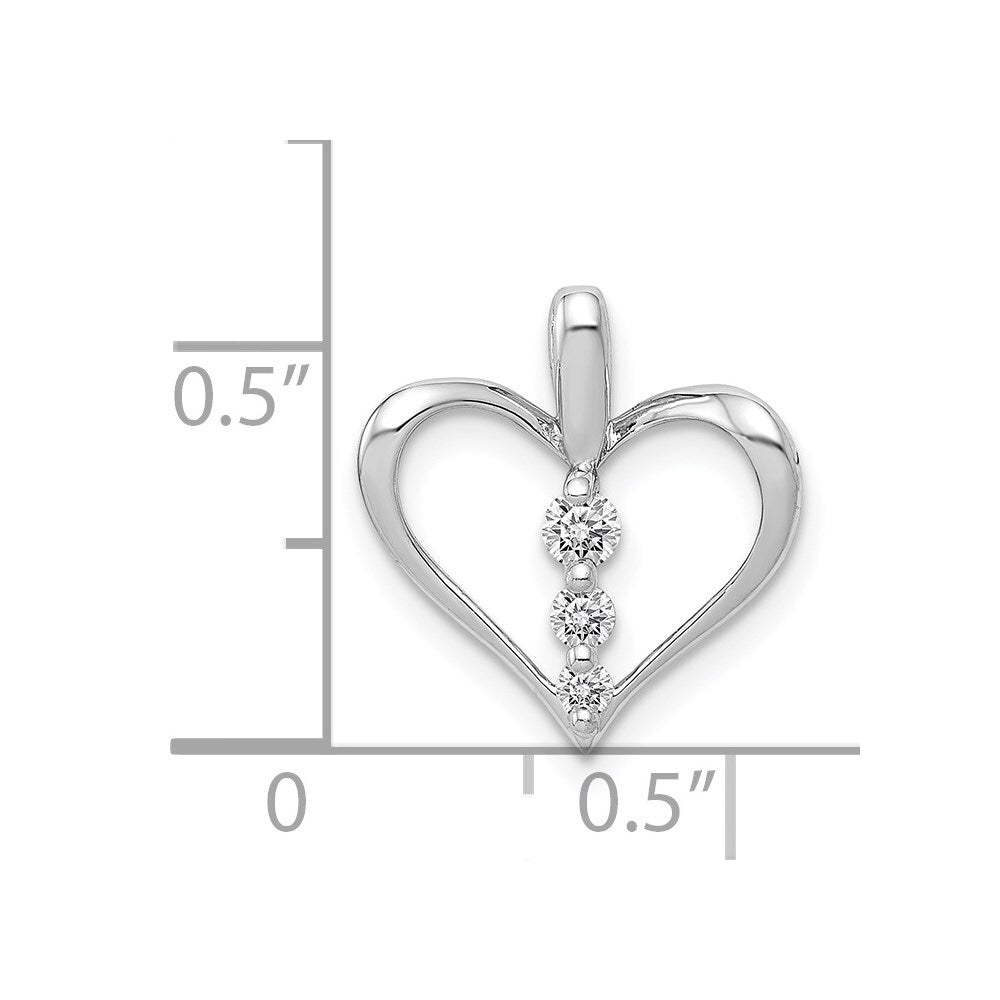 14k White Gold 1/10ct. Diamond 3-stone Heart Pendant for Women