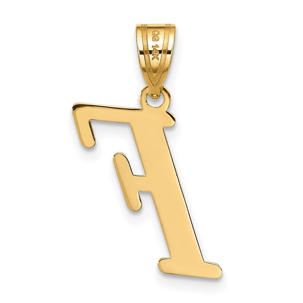 14k Yellow Gold Polished Letter F Initial Pendant for Women