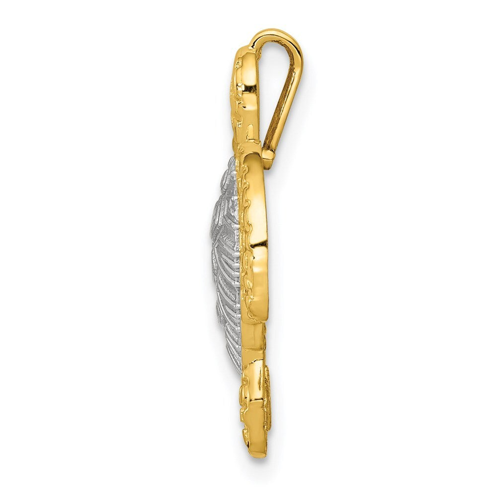 14k Two-tone Gold Turtle Pendant Slide for Women