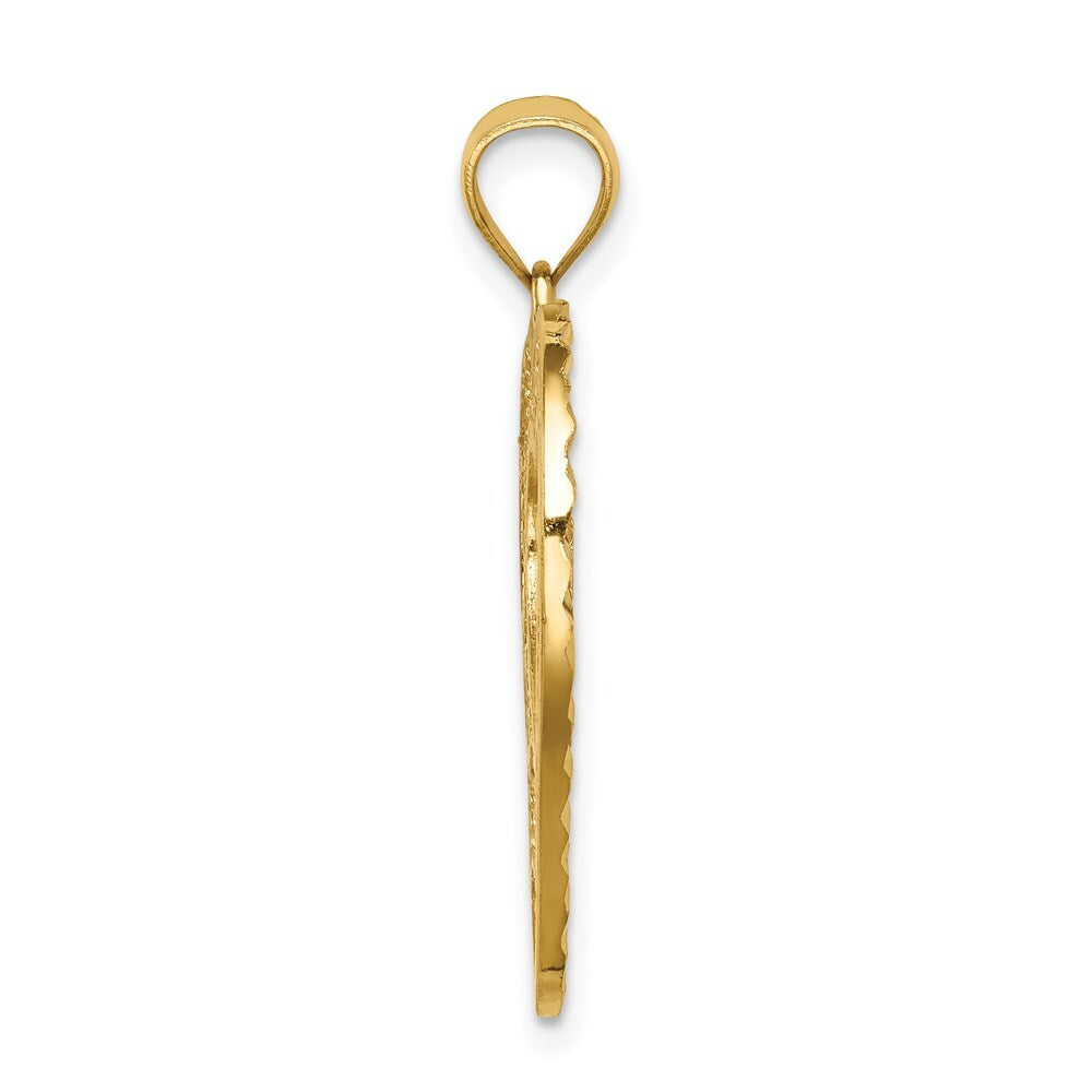 14k Yellow Gold Diamond-cut Heart Pendant for Women