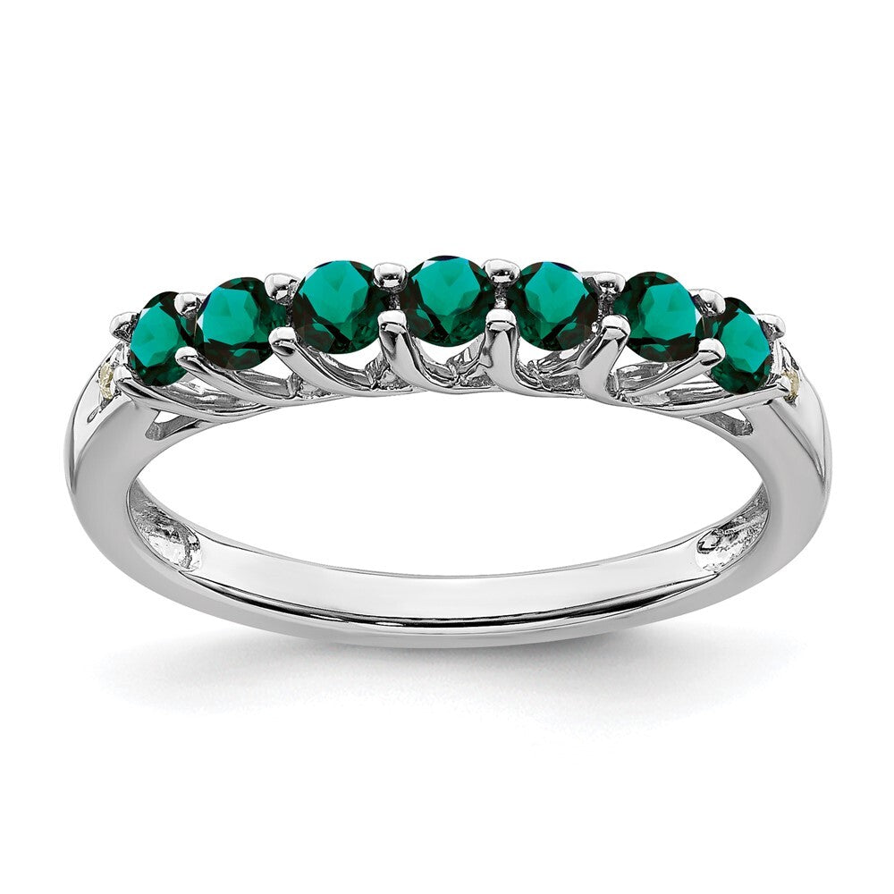 Sterling Silver Rhodium-plated Created Alexandrite and Diamond Ring Size 7