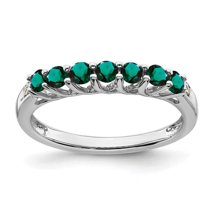 Sterling Silver Rhodium-plated Created Alexandrite and Diamond Ring Size 7