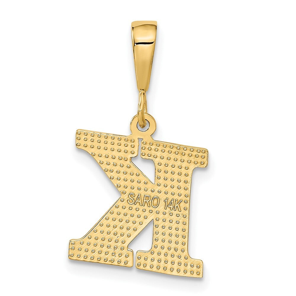 14k Yellow Gold Textured Initial K Charm Pendant for Women