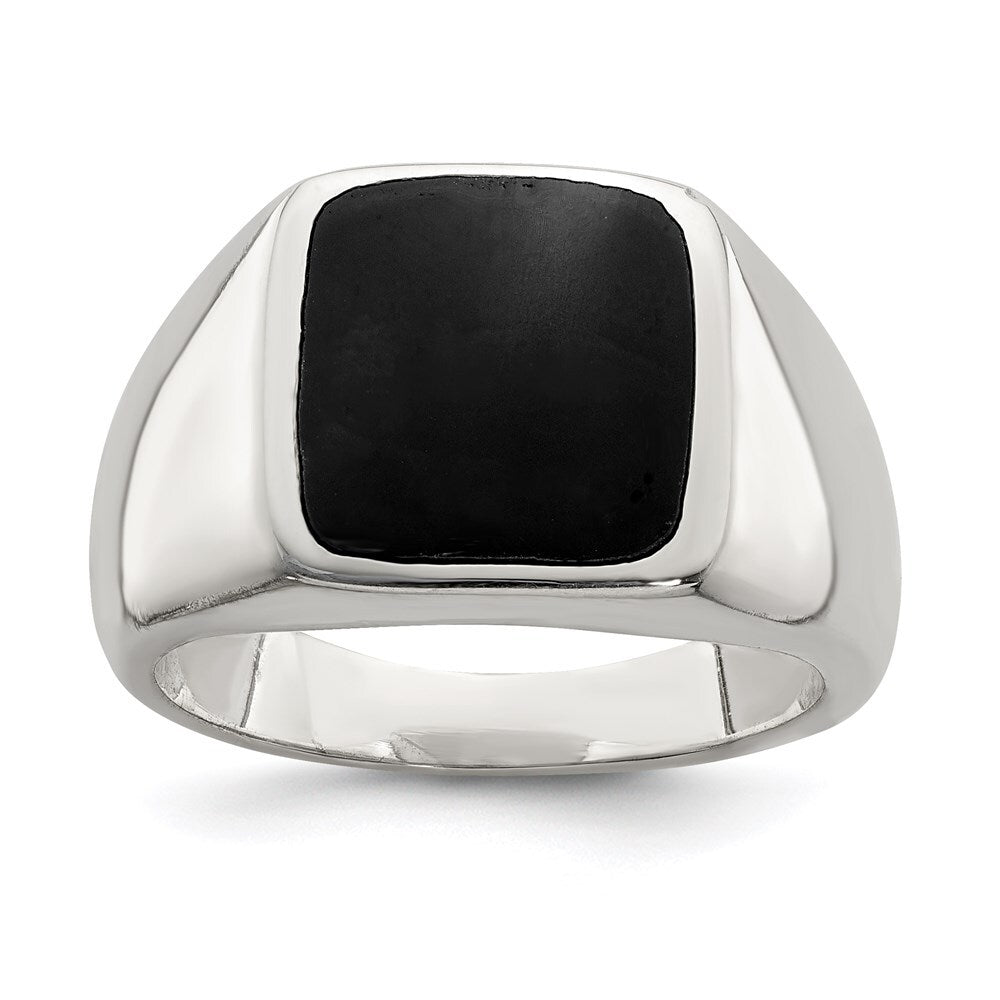 Sterling Silver Synthetic Onyx Ring Size 8