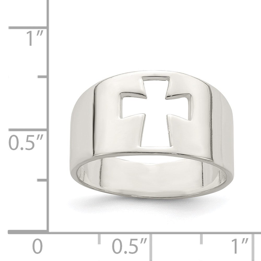 Sterling Silver Cross Cutout Ring Size 7