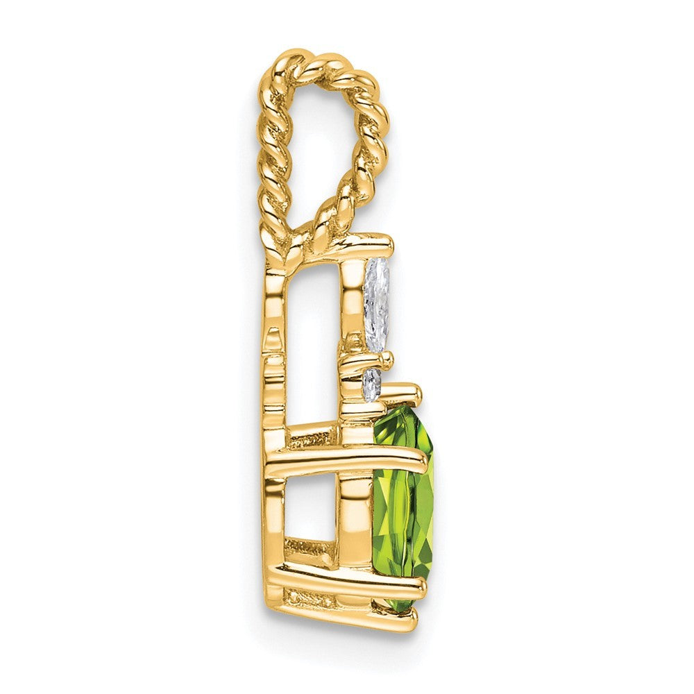 14k Yellow Gold Polished Diamond and Peridot Twisted Chain Slide