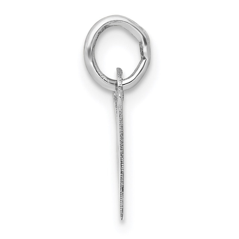 14k White Gold Small Slanted Block Letter W Initial Charm Pendant for Women