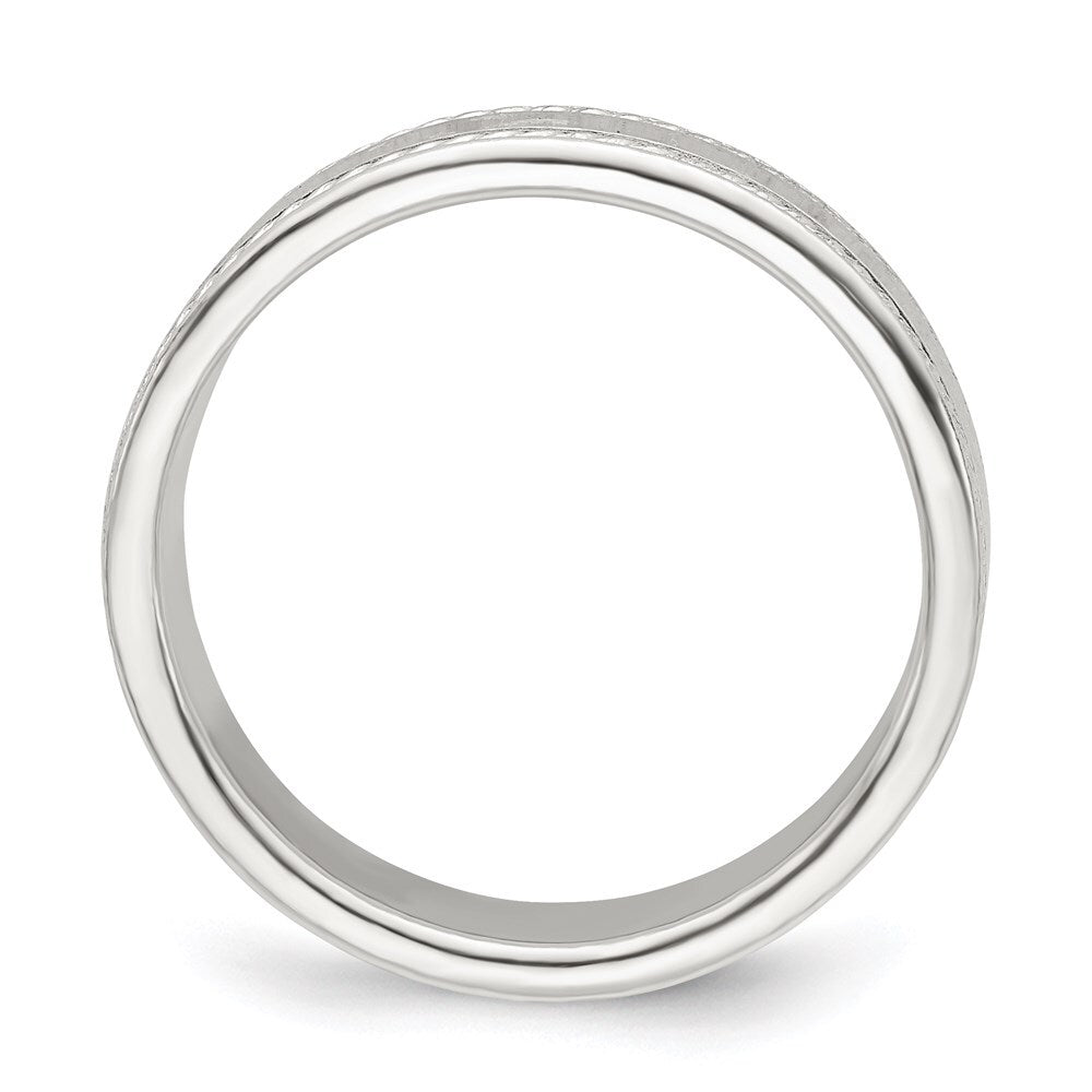 Sterling Silver 5mm Flat with Rope Edge Size 5 Band