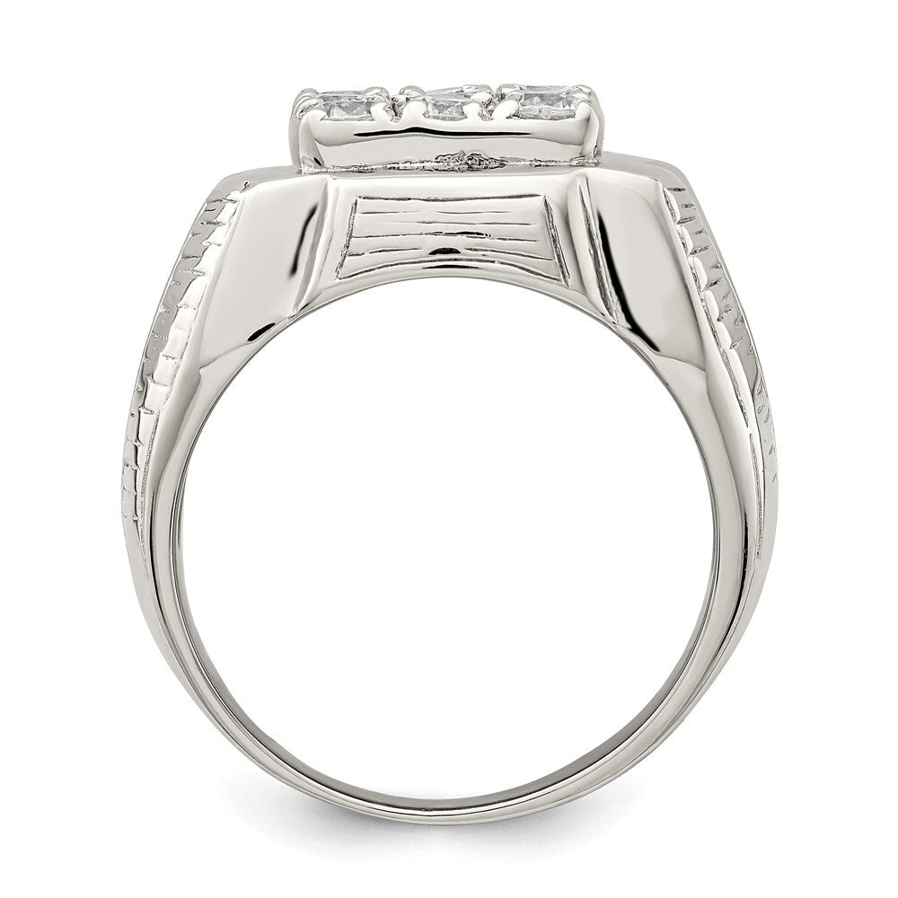 Sterling Silver Rhodium-plated Men's Cubic Zirconia Ring Size 11