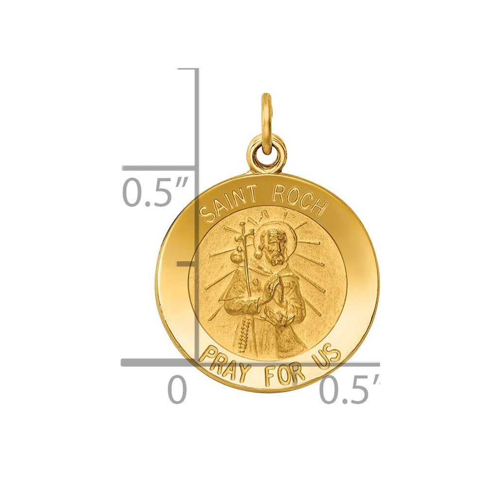 14k Yellow Gold Saint Roch Medal Charm Pendant for Women