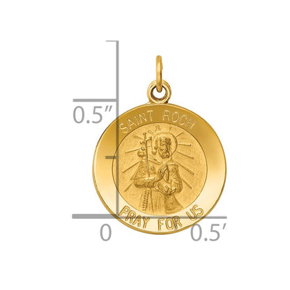 14k Yellow Gold Saint Roch Medal Charm Pendant for Women