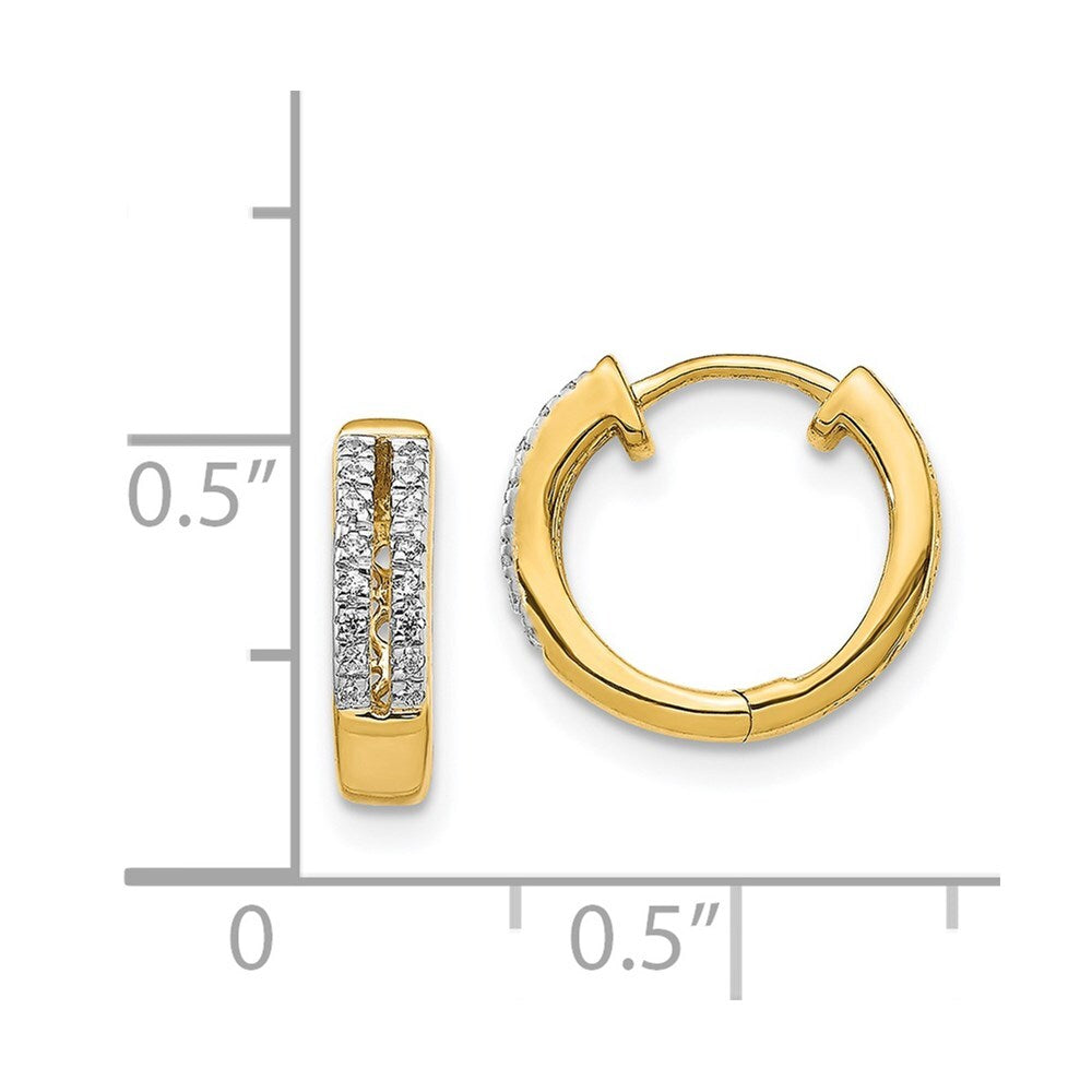 14k Yellow Gold Diamond Hinged Round Hoop Earrings