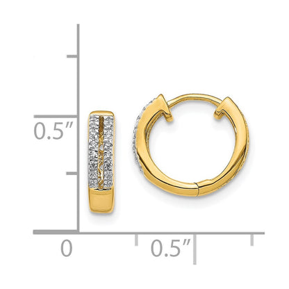 14k Yellow Gold Diamond Hinged Round Hoop Earrings