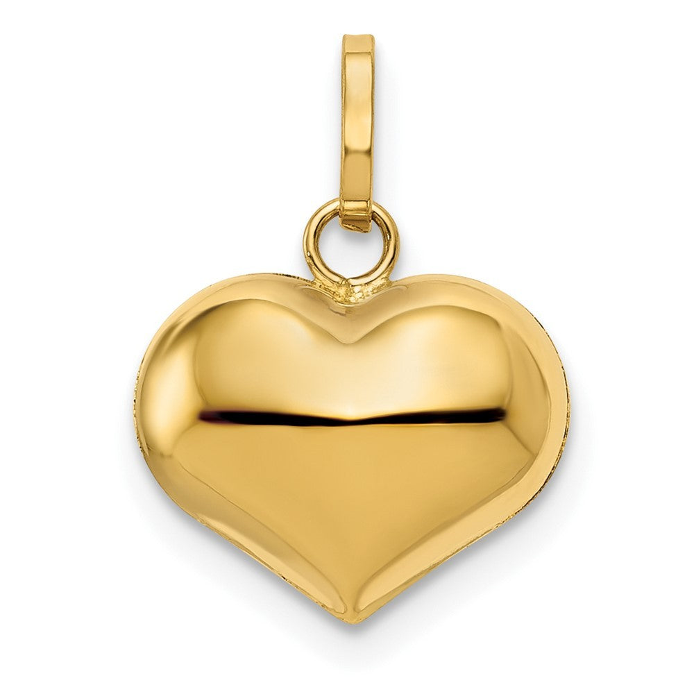 14k Yellow Gold Polished 3-D Puffed Heart Pendant