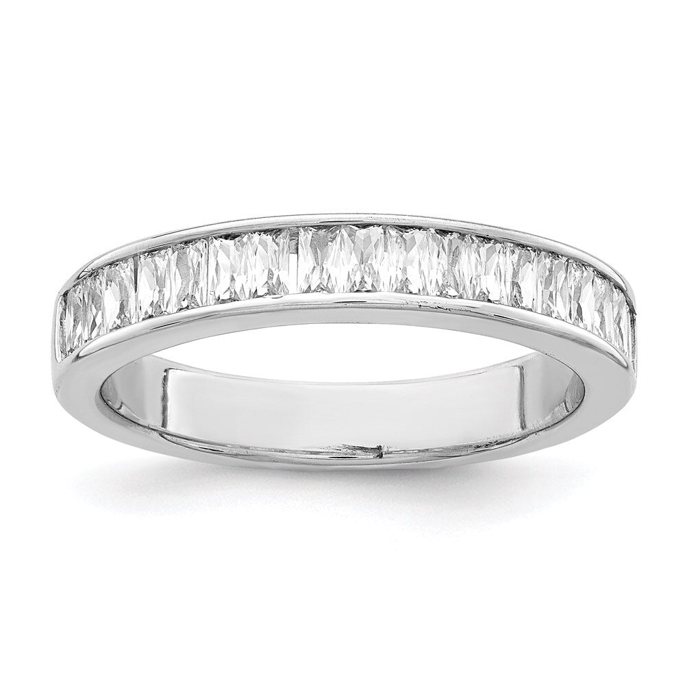 Sterling Silver Rhodium Plated Cubic Zirconia Ring Size 7