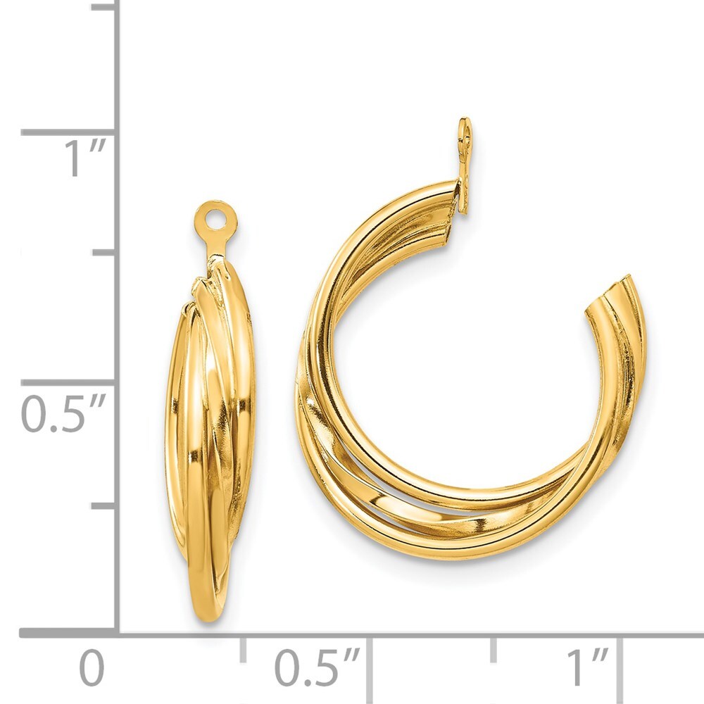 14k Yellow Gold Polished Hoop Earring Jackets Gift for Women