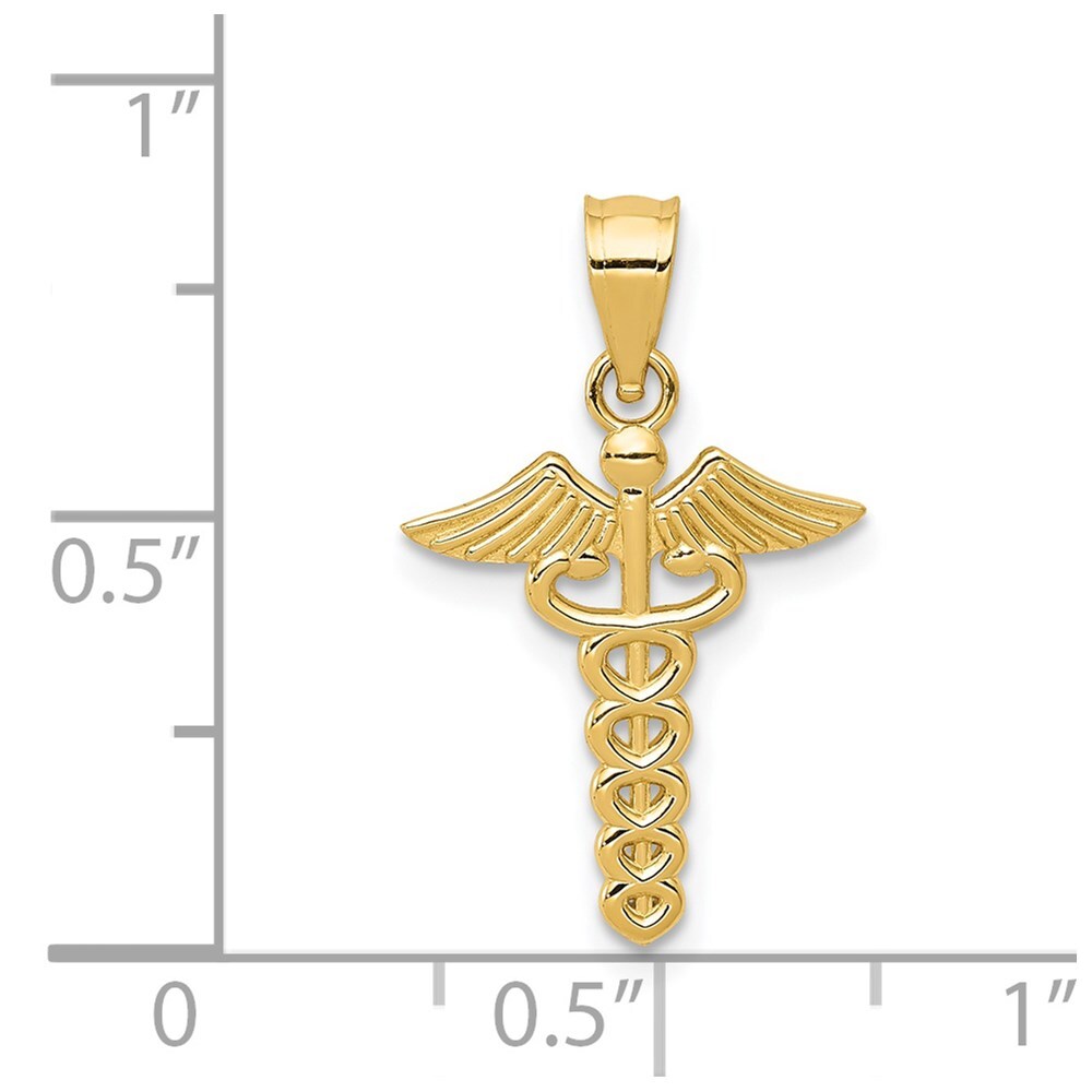 14k Yellow Gold Caduceus Medical Pendant for Women