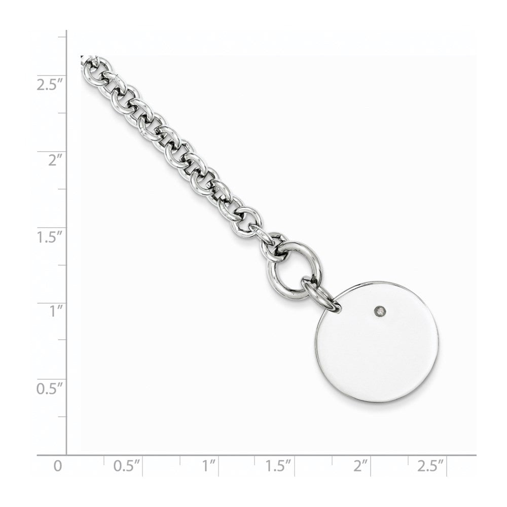 Sterling Silver Rhodium-plated .03ct Diamond Disc Bracelet