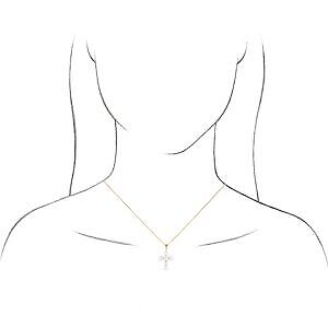 14k White Gold Cultured White Freshwater Pearl Cross 16-18" Necklace for Women