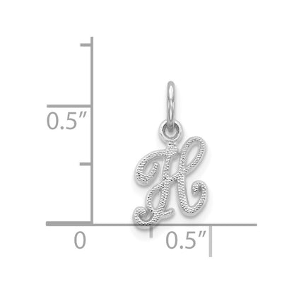 14k White Gold Casted Script Letter H Initial Charm Pendant for Women