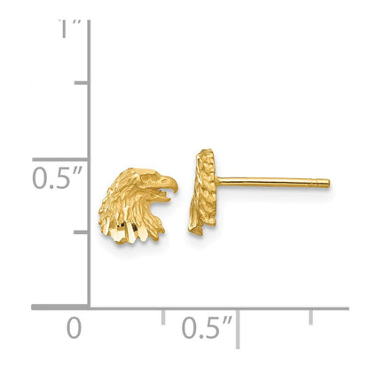 14k Yellow Gold Diamond-cut Eagle Stud Earrings Gift for Women