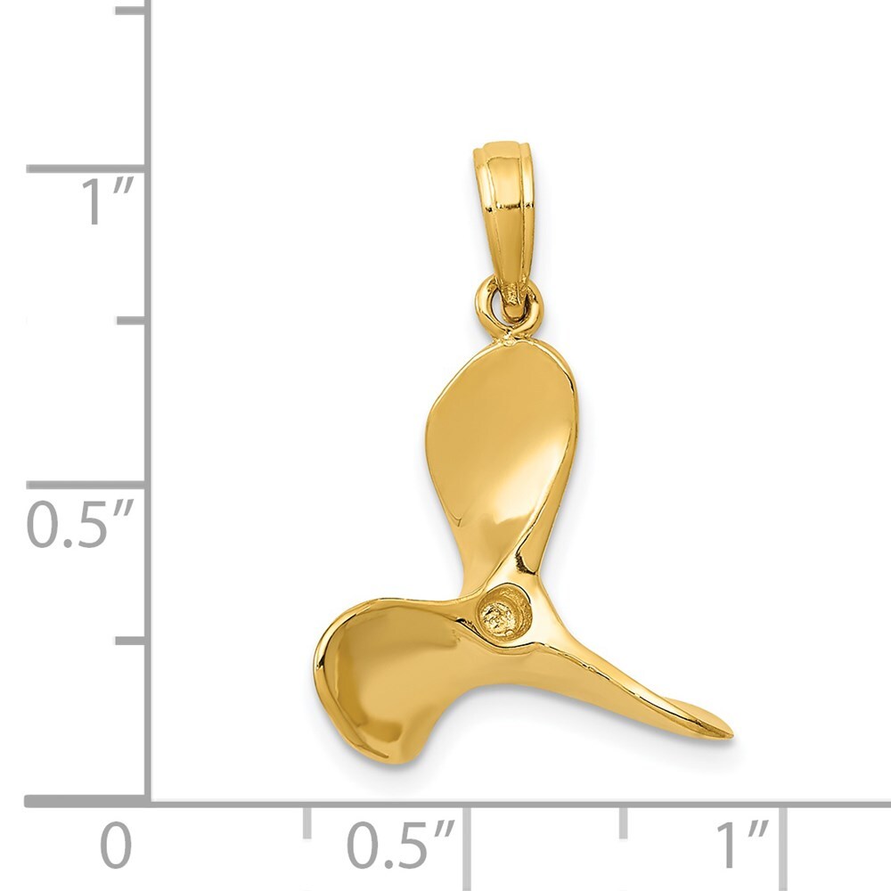 14k Yellow Gold Polished 3-D Propeller Pendant for Women
