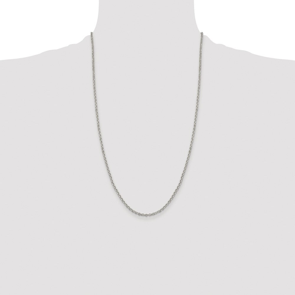 Sterling Silver Rhodium-plated 2.6mm Diamond-cut Cable Chain