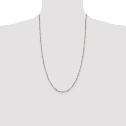 Sterling Silver Rhodium-plated 2.6mm Diamond-cut Cable Chain