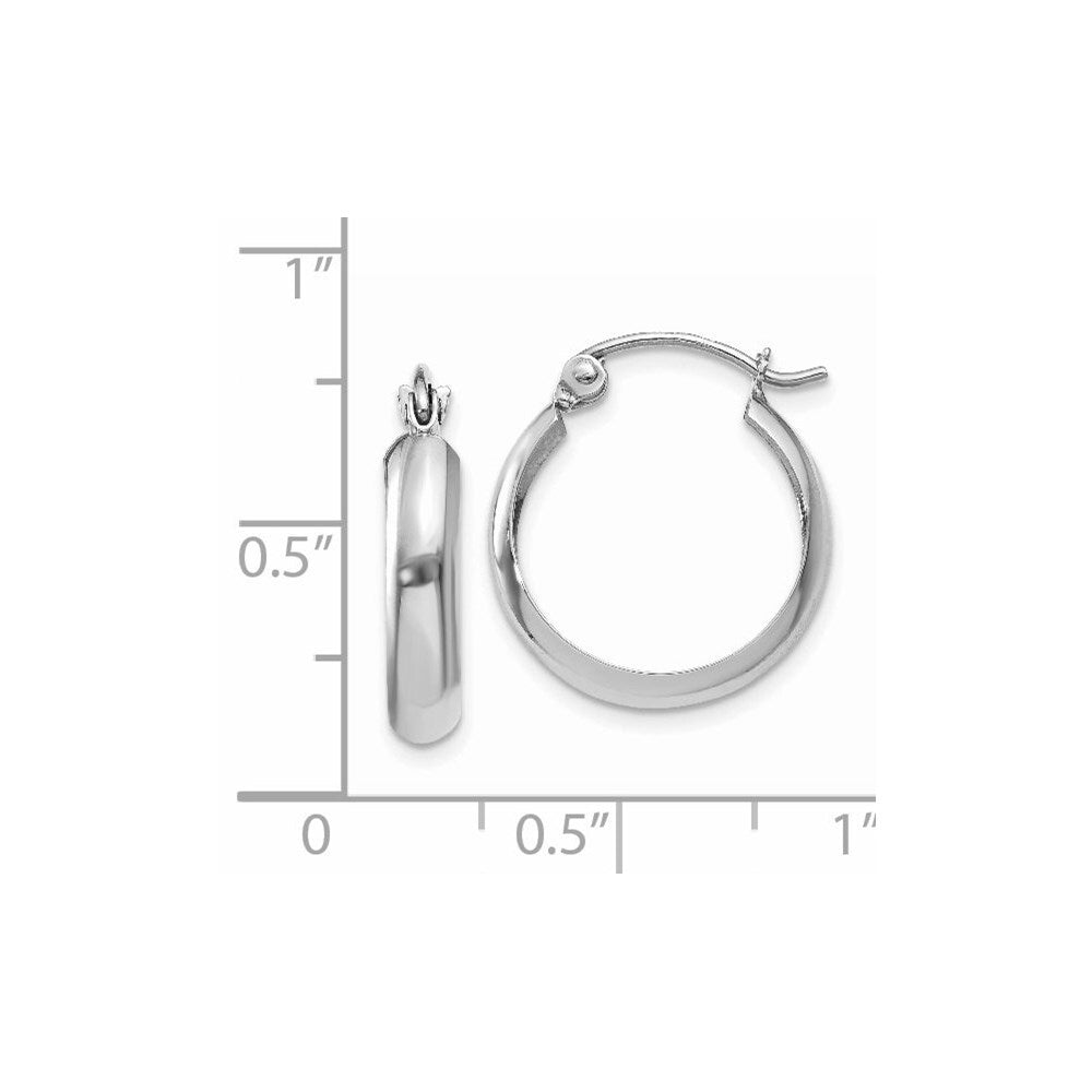 14k White Gold Polished 3.5mm Hoop Earrings Gift for Women