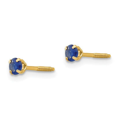14k Yellow Gold 3mm Sapphire Birthstone Stud Earrings Gift for Women