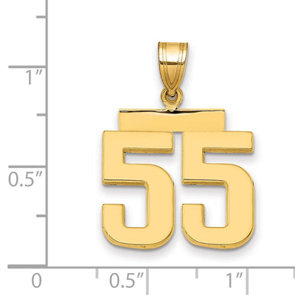 14k Yellow Gold Medium Polished Number 55 Charm Pendant for Women
