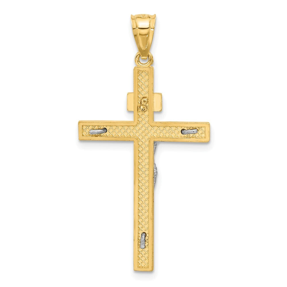 14k Two-tone Gold INRI Crucifix Pendant for Women