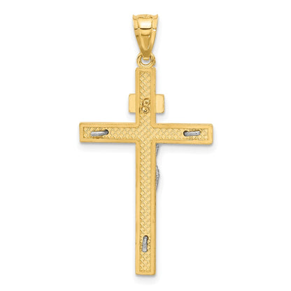 14k Two-tone Gold INRI Crucifix Pendant for Women