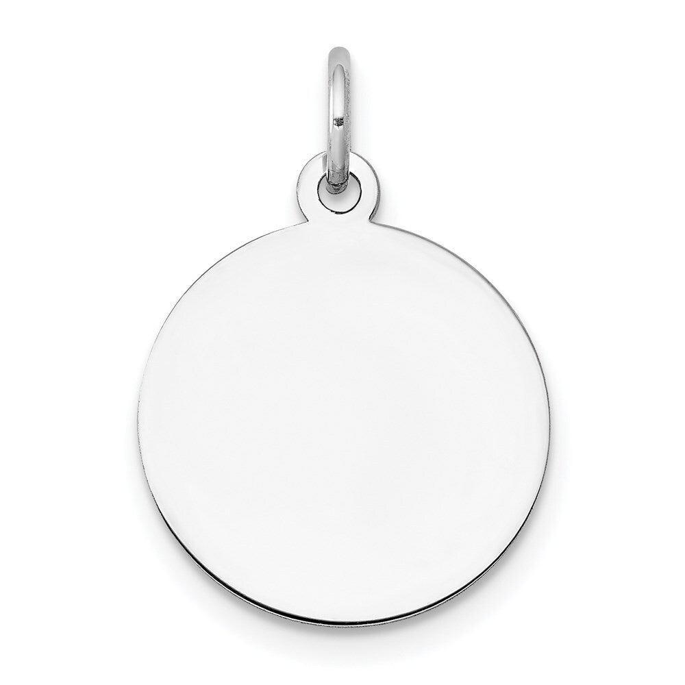 14k White Gold Plain .018 Gauge Circular Engravable Disc Charm Pendant for Women